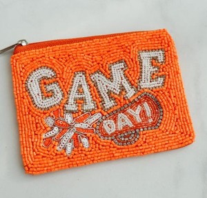 Monedero de Cuentas Hecho a Mano TIMELESS CRAFT, Monedero de Cuentas con Temática Deportiva Naranja para el Día del Partido, Mini Cartera con Temática Deportiva, Moda Atrevida - Product Image 1