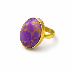 Elegant <b>Gold</b> Plated Silver Turquoise Oval Gemstone <b>Ring</b> for Women Fixed Size Daily Wear Wholesale Jewelry - Product Image 2