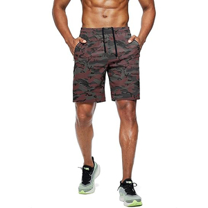 Men's Red Camo Gym <b>Shorts</b> Breathable Lightweight Workout Running <b>Shorts</b> with <b>Zipper</b> Phone Pocket - Product Image 4