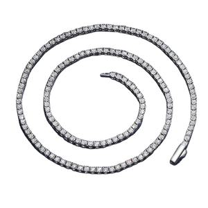 4mm VVS Clarity D Color round Moissanite Diamond <b>Sterling</b> <b>Silver</b> Iced Hip Hop Tennis <b>Chain</b> <b>for</b> <b>Women</b> Passes Diamond Tester - Product Image 1