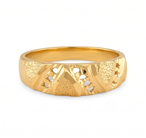 DIVYORO MEN'S CLASSIC แหวนทองคำ 22K ชุบทองคำแท้ ดีไซน์แบบมีลวดลาย - Product Image 1