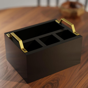 Cloison Premium Porte-couverts en bois Caddy Organisateur Stand pour espace compact à l'intérieur brun Finition lisse Idéal par AYAANS - Product Image 3