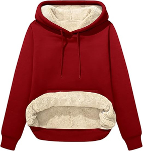 Sudadera con Capucha Unisex Extra Grande, de Color Sólido, Forrada de Felpa, Informal, de Invierno, Tejida, de Manga Larga, Negra - Product Image 4