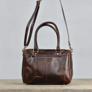 Bolso Speedy de cuero vacuno con detalle floral en relieve y detalles de tablero de ajedrez, estilo casual, cierre de cremallera - Product Image 2