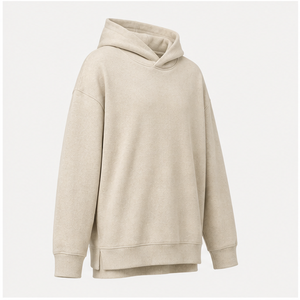 เสื้อฮู้ดโอเวอร์ไซส์ทรงยาวสำหรับผู้ชาย รุ่น Oatmeal  ไม่มีเชือกผูก  ด้านหน้าเรียบ  ผ้าคอตตอนเทอร์รี่  รุ่น MHOOD-0046 - Product Image 4
