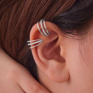 18K Gold Plated Stainless Steel Triple Hoop Ear <b>Cuff</b> with Claw Setting Zircon Jewelry for Gift - Product Image 4