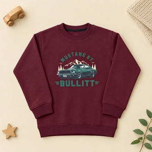 Sweat-shirt vert à col rond pour enfants garçons, pull à manches longues avec imprimé graphique Mustang GT Bullitt vintage - Product Image 4