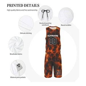 Uniformes de baloncesto al por mayor con estampado gráfico de llama de magma, fabricante de uniformes de baloncesto, ropa deportiva, equipo deportivo. - Product Image 6