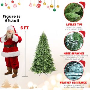 Sapin de Noël artificiel de 1,80 m (6 pieds) avec 1296 pointes mixtes PE/PVC, sapin d'épinette articulé non éclairé pour usage intérieur et extérieur - Product Image 2