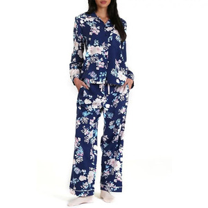 Conjunto de Pijama Térmico de Alta Calidad para Mujer, Cintura Elástica, Camisa de Manga Larga y Pantalones, Hecho con Tela de Algodón, Seda y Satén - Product Image 1