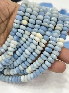 Collar de Cuentas de Piedras Preciosas, Ópalo Azul Natural AAA, Cuentas Facetadas en Forma de Rondelle de 8 mm, Hilo de 8 Pulgadas - Product Image 4