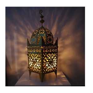 Ornate metal lantern geometric floral cutout patterns domed top rustic farmhouse indoor outdoor <b>candle</b> lighting artistic - Product Image 1
