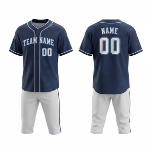 Ensemble d'uniformes de baseball personnalisés, maillot à manches courtes et pantalon imprimés par transfert thermique, polyester respirant, vêtements d'entraînement et de match pour équipe - Product Image 3