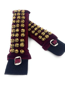 Tobilleras Ghungroo de Latón Hechas a Mano de 3 Líneas en Color Granate Premium con Diseño Ghungroo de Latón para Danza Clásica - Product Image 1