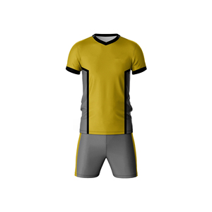 Men's Red Soccer Jersey Set Short Sleeve Crew Neck Moisture Wicking Polyester Material Uniform with Gray Shorts Elastic Waist - Product Image 4