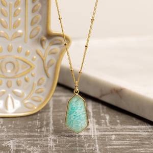 Pendentif en Amazonite naturelle authentique de forme hexagonale NIKHIL GEMS, en argent 925, bijoux vintage de fiançailles en or pour femmes - Product Image 3
