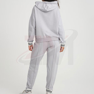 New Arrivals Hooded Tracksuit 100% Cotton Solid Color Loose Fit Casual Sweatshirt And <b>Pants</b> Set With Drawstring And Side Pocke - Product Image 2