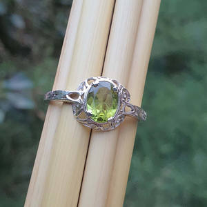 Anillo de boda de piedra NATAL DE AGOSTO Vintage de Plata de Ley 925, joyería de moissanita de peridoto Original para mujer, anillo de compromiso - Product Image 1