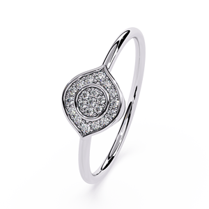 Anillo de Diamantes en Oro Blanco con Diseño de Halo y Ojo Turco de Loista Jewels, Joyería Clásica de Compromiso para Mujer - Product Image 2