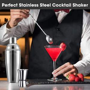 Shaker à cocktails artisanal en acier inoxydable moderne de luxe, mini mélangeur de boissons écologique en argent personnalisé, ensemble de barware 350ml/550ml/750ml - Product Image 4