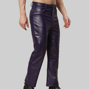 Pantalon en cuir décontracté pour homme, léger, taille élastique, taille mi-haute, impression de logo personnalisée, vente en gros, meilleur prix - Product Image 3
