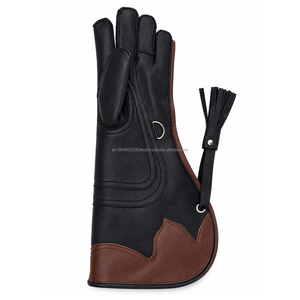 Gant de fauconnerie extra long 45 cm personnalisable en cuir pour la manipulation des faucons, la formation des oiseaux de proie, avec paume renforcée, pour le sport - Product Image 1