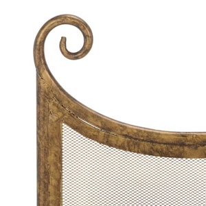 French Country Scroll Metal Fireplace <b>Screen</b> Folding Three Panel Fine Mesh Spark Guard Decorative Hearth <b>Protector</b> - Product Image 5