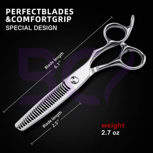 Tijeras Profesionales para Adelgazar el Cabello, Acero Inoxidable, 28 Dientes, Punta Afilada, para Diestros, Mango Largo, de Alta Calidad - Product Image 2