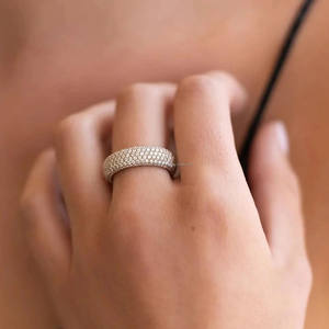 Bague de Fiançailles pour Homme en Argent Sterling 925, Style Hip Hop, Cinq Rangs de Moissanite Sertis en Pavé, Bijoux Iced Out - Product Image 3