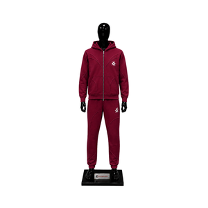 Maroon Tracksuit Men Custom Logo <b>Full</b> <b>Zip</b> <b>Hoodie</b> Jogger Pants Set Streetwear Fashion Sportswear Casual Gym Training Wholesale - Product Image 1