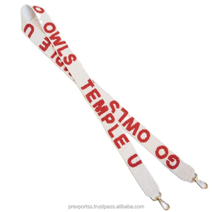 Correa de hombro ajustable de algodón hecha a mano con cuentas y bordado personalizado de Go Buffs para el Día de Juego Universitario, para colgar en el bolso. - Product Image 2