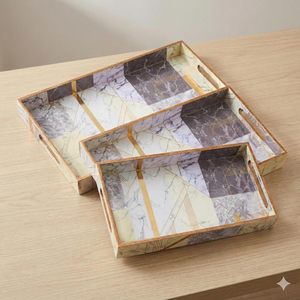 Bandejas de Madera de Mango para Servir, con Borde de Color Natural y Recubrimiento Esmaltado, Ideales para Cocina y Comedor, en Venta - Product Image 1