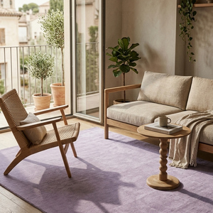 Alfombra de Lana Lavanda Sólida y Suave, Hecha a Mano, Geométrica, Antideslizante, Moderna, Minimalista, de Color Morado Claro para Sala de Estar - Product Image 5