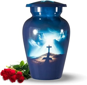 Urna Funeraria Blanca con Diseño de Atardecer en la Montaña, Recipiente para Cenizas de Adultos, Urna Conmemorativa para Cenizas Humanas - Product Image 6