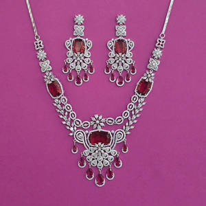 Handmade Jewellery Wholesalers in India American Diamond Classic Necklace With Rhodium Plating 444026 - Product Image 6