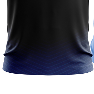 เสื้อเชิ้ตยูนิเซ็กซ์ สีน้ำเงิน-ดำไล่เฉด แขนสั้น ปกคอพับ ซับเหงื่อ ระบายอากาศได้ดี ผลิตจากโพลีเอสเตอร์ 100% ทรงปกติ ป้องกันแบคทีเรีย - Product Image 5
