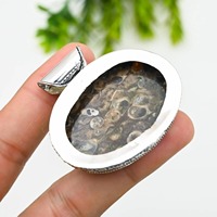 Pendentif en pierre de jaspe fait main, serti en argent sterling, style bohème vintage, bijoux unisexe