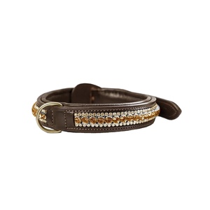 ปลอกคอสุนัขหนังคุณภาพดีที่สุดที่ทําด้วยมือพร้อมเบาะนุ่มและผู้จัดจําหน่ายและผู้ผลิตตกแต่งคริสตัลสีทองและสีเงิน - Product Image 4