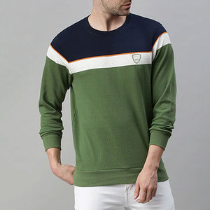 Sudadera de lana de cuello redondo delgada para hombre de alta calidad, Jersey de algodón alto con logotipo bordado 3D personalizado, temporada de invierno, teñido liso - Product Image 4