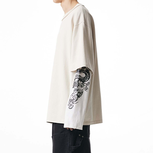 High Quality <b>Y2K</b> Streetwear Tee Heavyweight 300 GSM Cotton Oversized Double Layer Long Sleeve Custom - Product Image 3