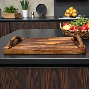 Bandeja Decorativa para el Hogar, Plato de Madera Multiusos, Bandeja de Servicio para Hotel, Bandeja de Servicio para Restaurante, Bandeja Otomana de Madera - Product Image 4
