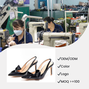Custom Luxury Women Slingback Heels <b>Pointed</b> Toe Bow Stiletto PU Shoes Private Label ODM Vietnam Factory - Product Image 1