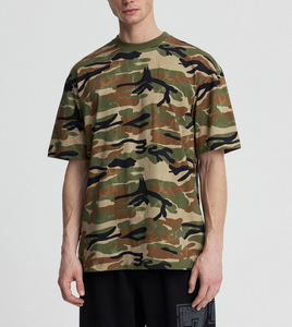 เสื้อยืดโอเวอร์ไซส์ลายพรางผู้ชาย ผ้าฝ้าย 100% ขายดี ทรงหลวม ไหล่ตก ผ้าถักหนา 240 GSM รับผลิตตามสั่งพร้อมโลโก้ OEM ขายส่ง - Product Image 1