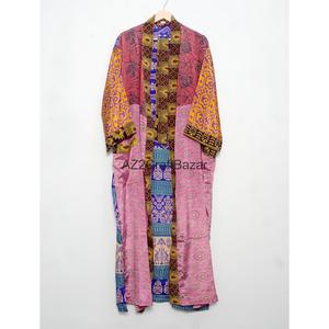 Robe Kimono en Soie Multicolore pour Femme, Col en V, Fermeture à Cordon, Longueur Entière, Manches Trois-Quarts, Douce et Respirante, Taille Unique, Idéale pour les Fêtes - Product Image 5