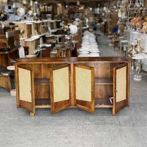 Buffet de rangement en bois massif avec finition rotin, style moderne - Product Image 3