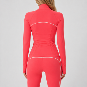 Chaqueta de running personalizada para mujer, conjunto de chaqueta ajustada con orificios para los pulgares, ropa deportiva, chaqueta de gimnasio y atletismo, fabricante ODM OEM - Product Image 2
