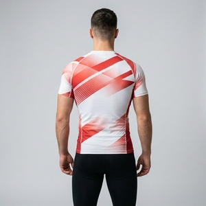 Men Compression Sports Shirt Custom Half Sleeve Fitness Gym Training Running Performance Activewear Top - Product Image 2