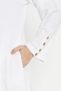 Abaya Musulmana Blanca Tradicional Islámica de Dubái para Mujer, al por Mayor, de Poliéster Transpirable, Largo hasta el Tobillo, Estilo Saudí, para Primavera - Product Image 4