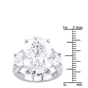 Anillo de Eternidad de Lujo de Oro Blanco de 18K con Certificado IGI, Corte Ovalado, Tres Piedras, Halo, Banda Nupcial con Diamantes Laterales para Compromiso - Product Image 3