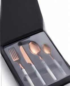 Couverts à tête finition cuivre avec manche en marbre blanc – Élégants et raffinés, parfaits pour les repas et les cadeaux - Product Image 6